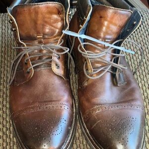 Johnston & Murphy Two-Tone Brown Leather Boots